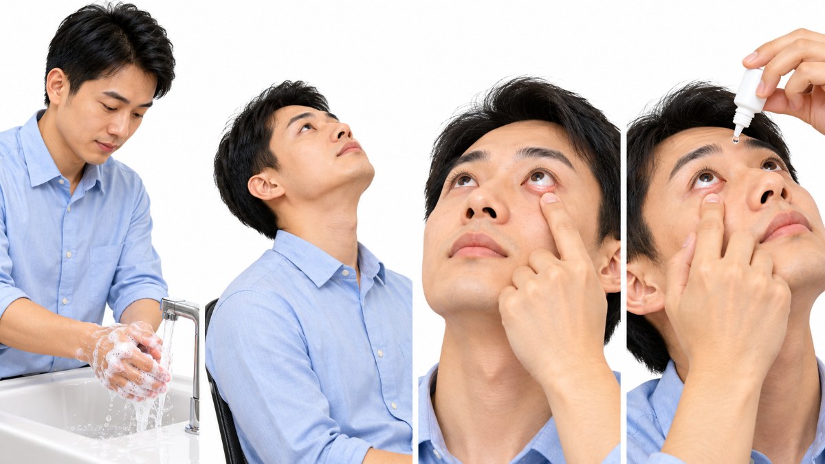 손 씻기부터 용기 끝을 눈에 닿지 않게 하는 올바른 안약 점안법