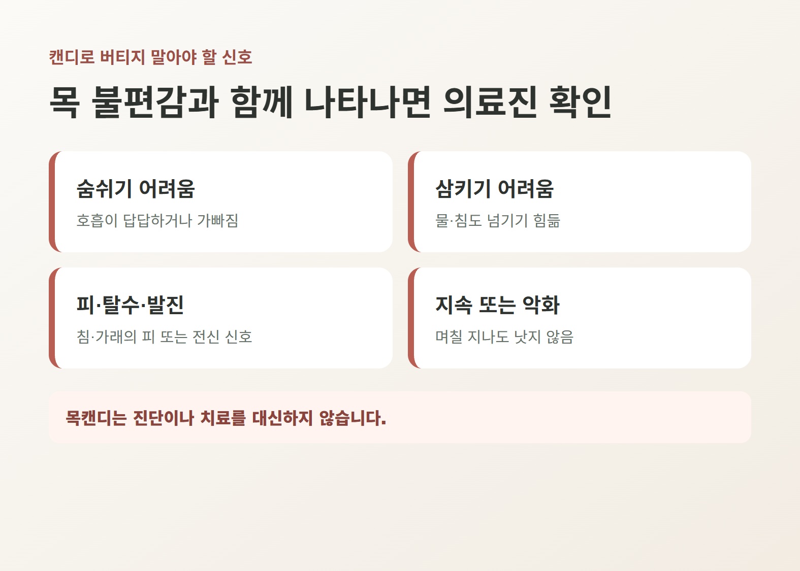 목캔디보다 의료진 확인이 먼저 필요한 인후 증상 신호